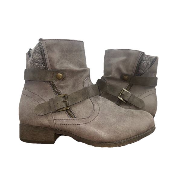 Womens Sz 8.5 Sweater Boots Grey Zip Up Buckle Ankle Booties SO Kohls - Picture 1 of 9